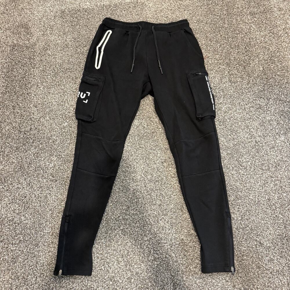 ASRV Black Utility Cargo Joggers Small Tapered Gym Streetwear Technical Gorpcore